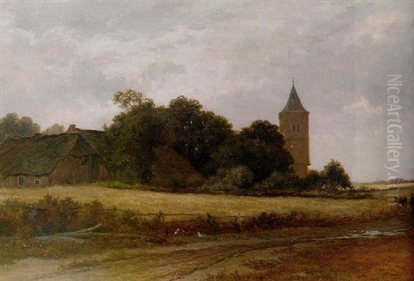 Landschap In't Gooi Bij Het Dorp Blaricum Oil Painting by Adrianus van Everdingen