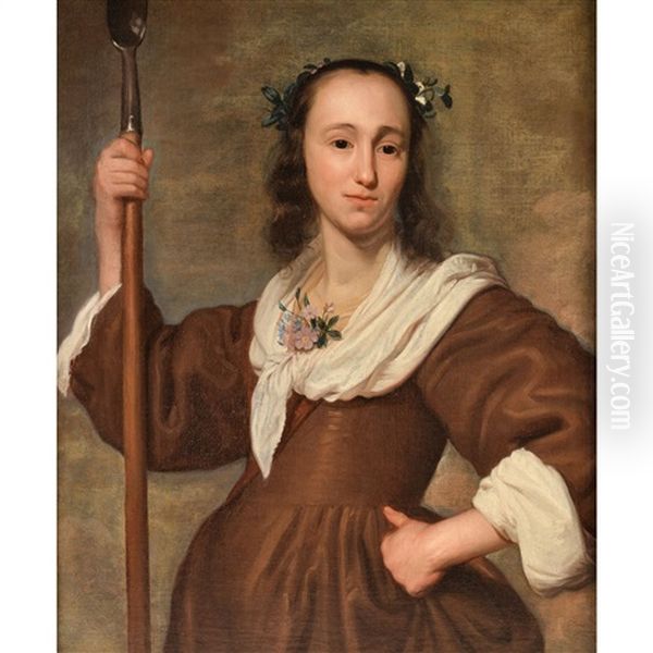 Portrait Of A Shepherdess Oil Painting by Allaert van Everdingen