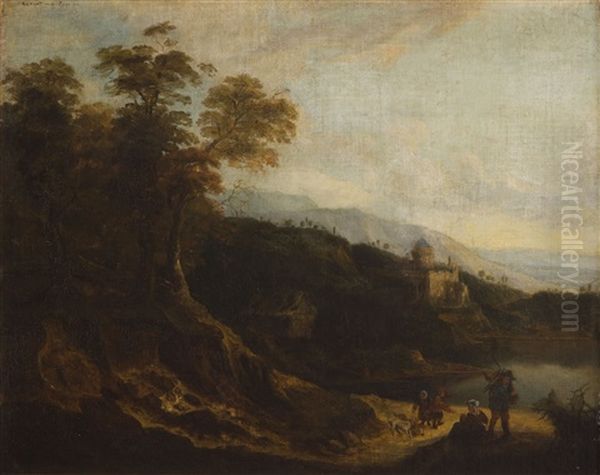 Landscape With Figures Oil Painting by Allaert van Everdingen