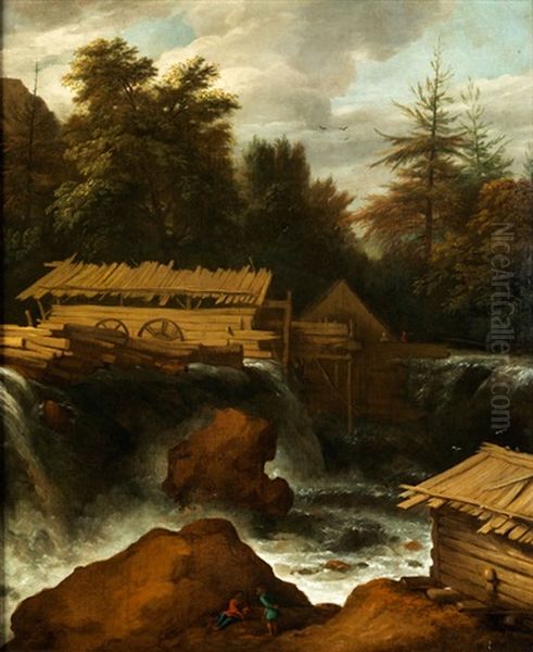 Sagemuhle Am Fluss Oil Painting by Allaert van Everdingen