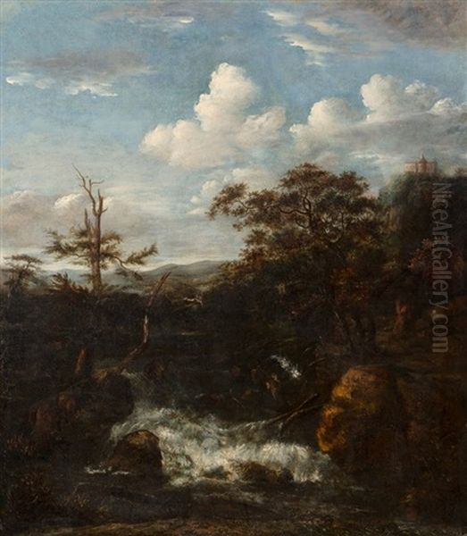 River In Mountainous Landscape Oil Painting by Allaert van Everdingen