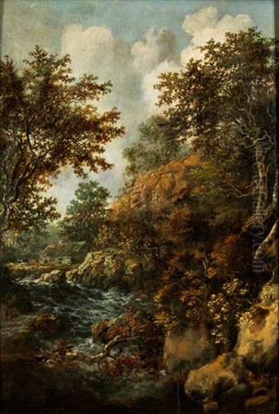 Bewaldete Landschaft Mit Fluss Oil Painting by Allaert van Everdingen