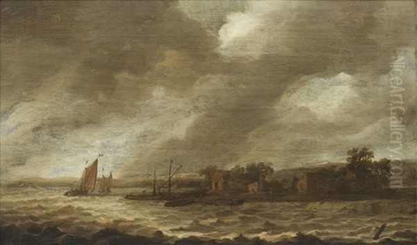 Fartyg I Storm Oil Painting by Allaert van Everdingen