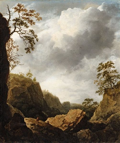 Mountainous Landscape With Travellers Oil Painting by Allaert van Everdingen