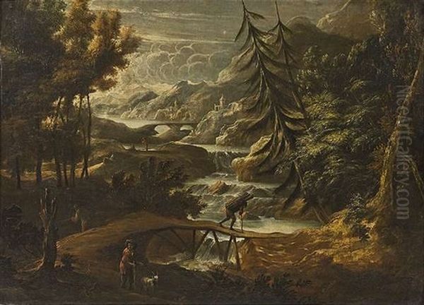 Weite Flusslandschaft Mit Figurenstaffage Oil Painting by Allaert van Everdingen