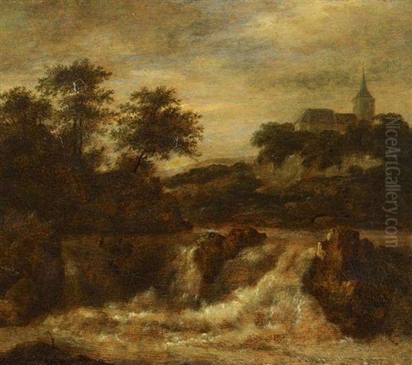 Gebirgslandschaft Mit Wasserfall Oil Painting by Allaert van Everdingen