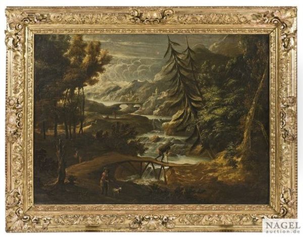 Weite Flusslandschaft Mit Figurenstaffage Oil Painting by Allaert van Everdingen