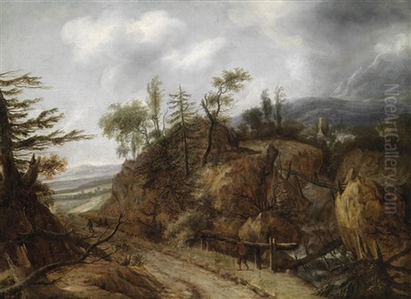 Gebirgslandschaft Mit Wasserfall Oil Painting by Allaert van Everdingen