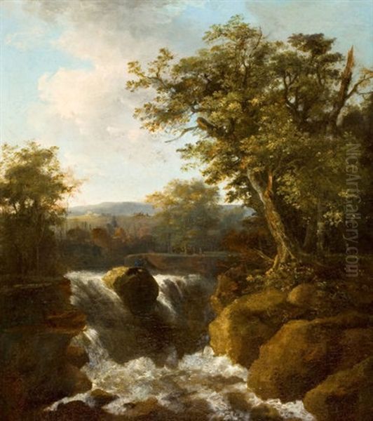 Norwegian Landscape With Waterfall Oil Painting by Allaert van Everdingen