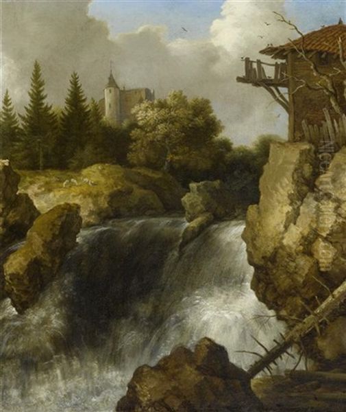 Berglandschaft Mit Wasserfall Oil Painting by Allaert van Everdingen