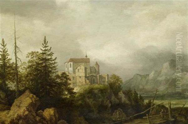 Berglandschaft Mit Burg Oil Painting by Allaert van Everdingen