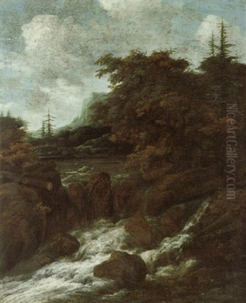 Ein Sturzbach In Gebirgiger Landschaft Oil Painting by Allaert van Everdingen