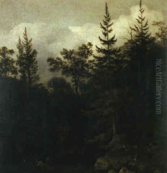 Waldige Gebirgslandschaft Oil Painting by Allaert van Everdingen