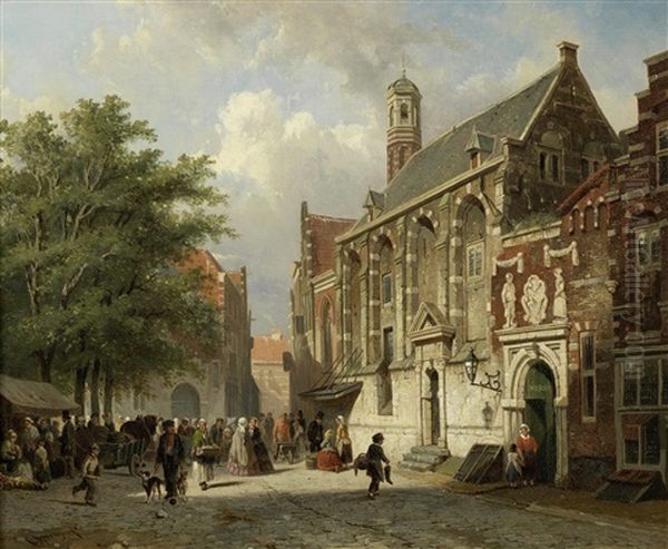 Going To The Orphanage Oil Painting by Adrianus Eversen