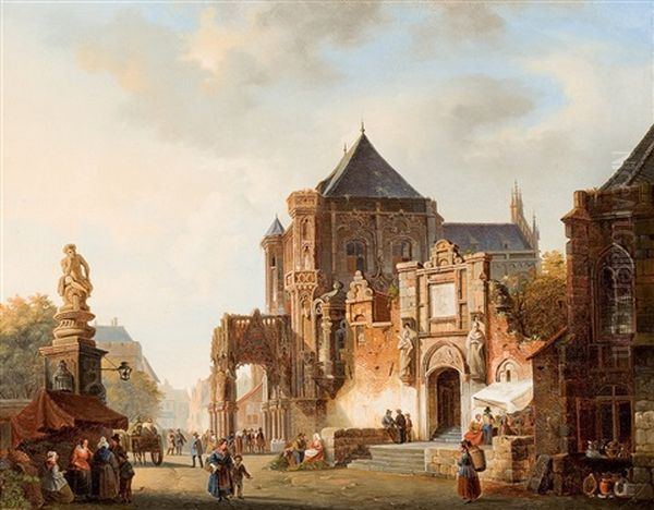 Stadtansicht Oil Painting by Adrianus Eversen