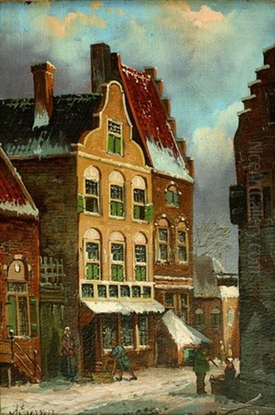 Strassenszene Oil Painting by Adrianus Eversen