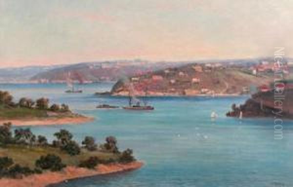 Sydney Harbour View Oil Painting by James Ashton