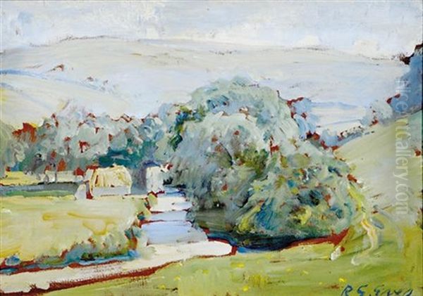 Along The Riverbank Oil Painting by Reginald Grenville Eves