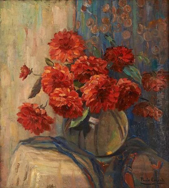 Vase Fleuri De Dahlias by Paula Evrard