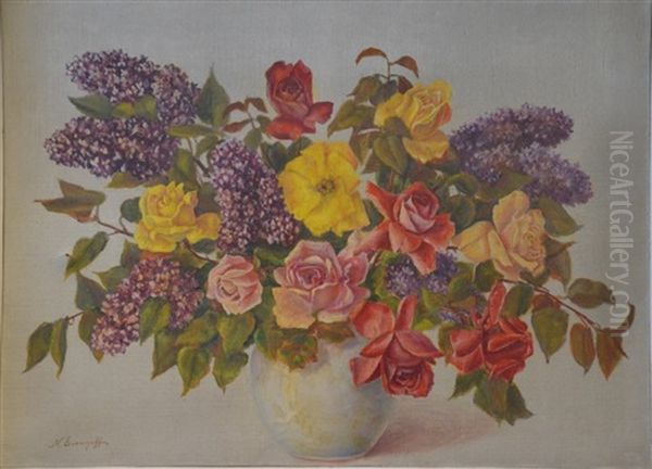 Bouquet De Fleurs Oil Painting by Nicolas Evreinoff