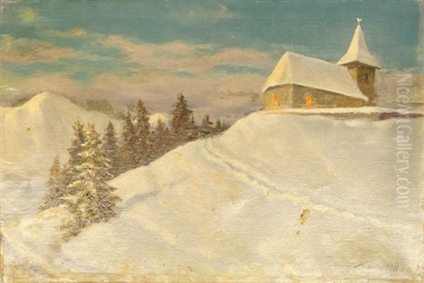 Chapel In The Mountains Oil Painting by Nicolas Evreinoff