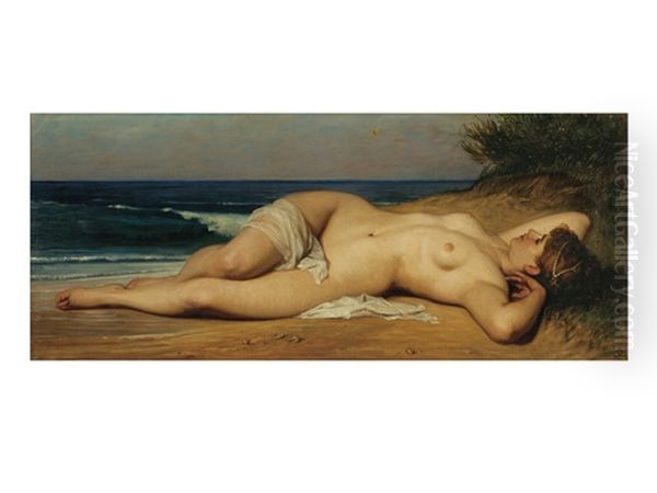 Lying Woman In Nude Oil Painting by Ernst (Deodat Paul-Ferdinand) Ewald