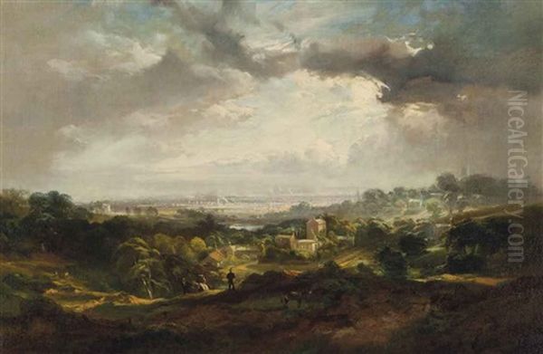 A View Of London From Hampstead Heath Oil Painting by John Wilson Ewbank