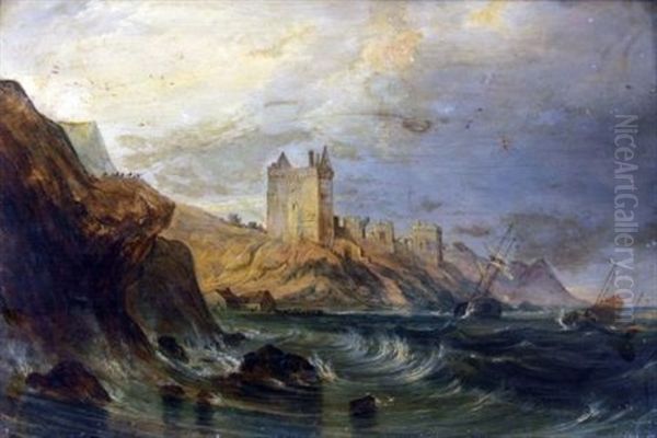 Ravenscraig Castle Near Kirkcaldy - Fifeshire Oil Painting by John Wilson Ewbank