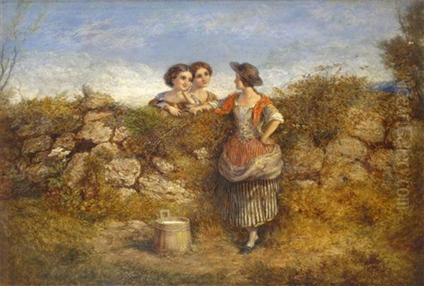 The Milkmaid's Gossip Oil Painting by T. John Ewbank