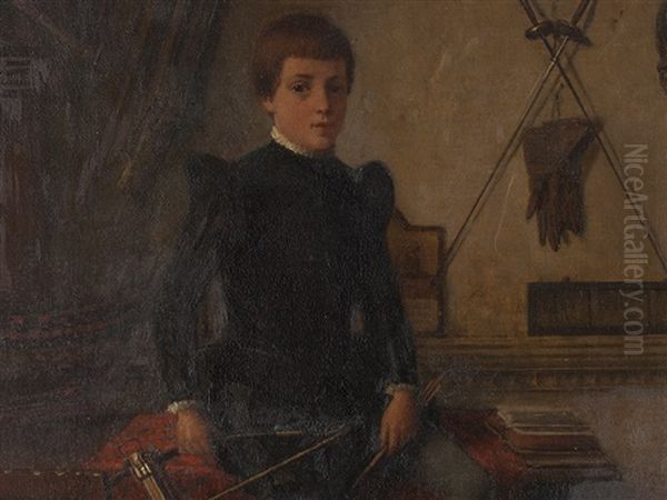 Portrait Of A Boy Oil Painting by Heinrich Ewers