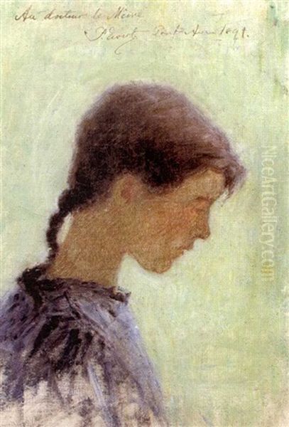 Profil De Jeune Fille Oil Painting by Per Ewert