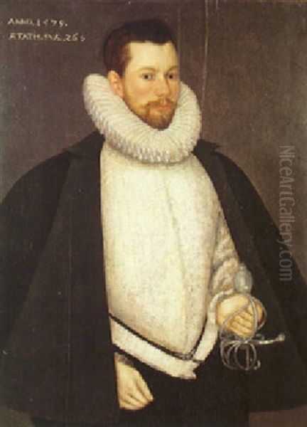 A Portrait Of An Elizabethan Nobleman Oil Painting by Hans Eworth