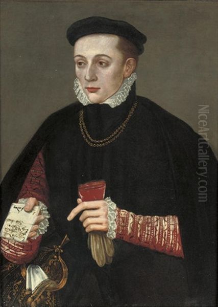 Portrait Of A Gentleman In A Black Cloak Oil Painting by Hans Ewoutsz