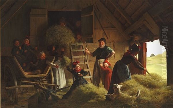 Ved Hobjergningen Oil Painting by Johann Julius Exner