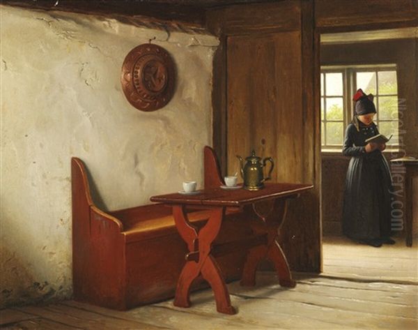 Expecting Guests Oil Painting by Johann Julius Exner