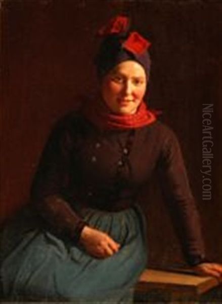 A Girl From The Danish Island Of Fano Oil Painting by Johann Julius Exner