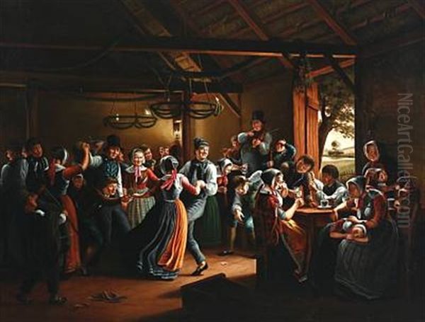 End Of A Feast. Morning Oil Painting by Johann Julius Exner