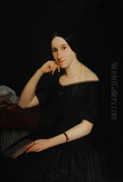 Portrait Of A Seated Lady Oil Painting by Johann Julius Exner