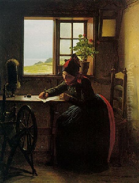 The Letter Oil Painting by Johann Julius Exner