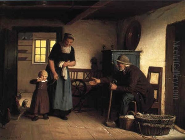 Et Lille Kig Indenfor Pa Vejen Til K+bstaden Oil Painting by Johann Julius Exner