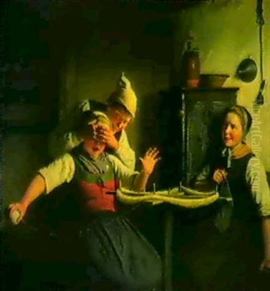 Kan Du Gaett Hvem Der Er? Oil Painting by Johann Julius Exner