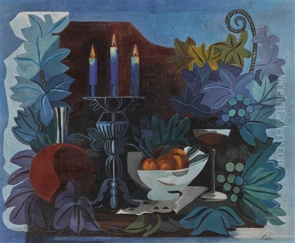 Still Life With Candelabra Oil Painting by Alexandra Exter