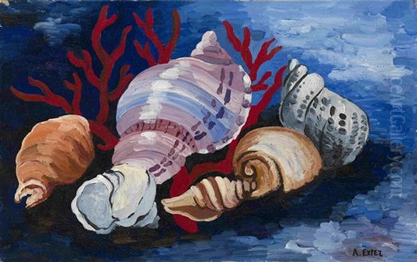 Still Life With Sea Shells Oil Painting by Alexandra Exter