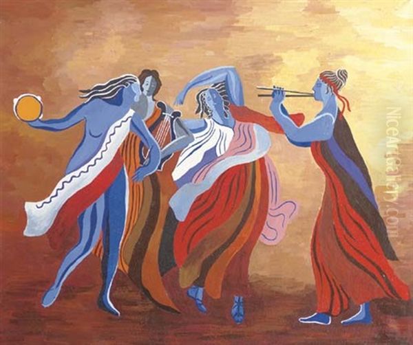 Dancers Oil Painting by Alexandra Exter