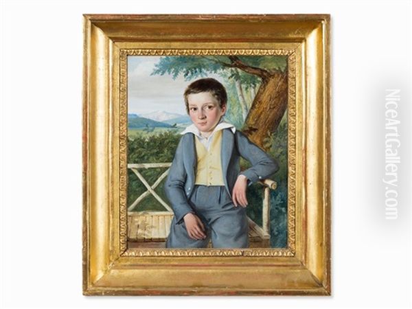 Portrait Of Boy On Landscape Oil Painting by Franz Eybl