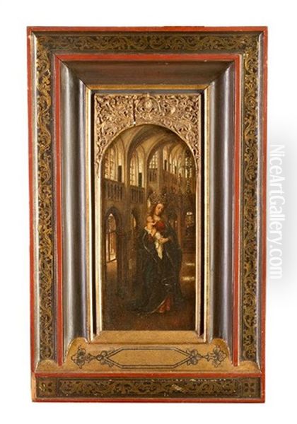 Maria With Infant In A Church Interior Oil Painting by Jan Van Eyck