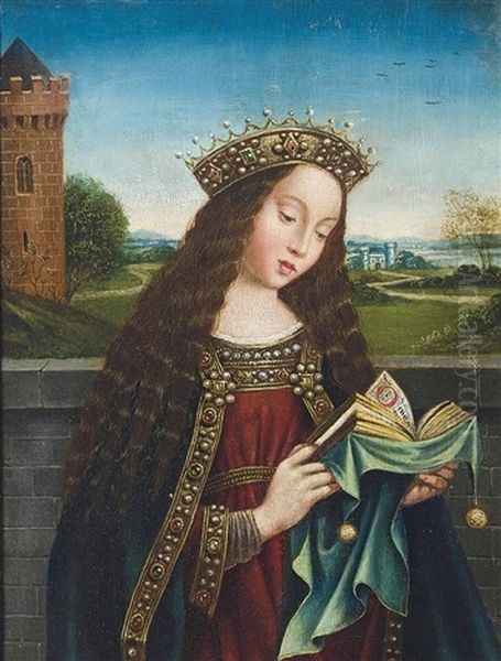 Saint Barbara Reading by Jan Van Eyck