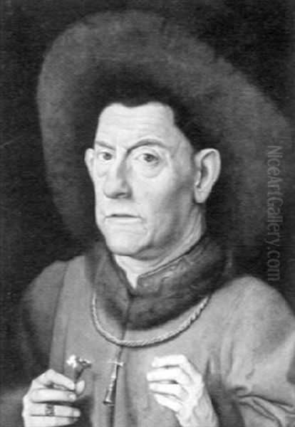 Portrait Of A Gentleman With A Fur Hat Oil Painting by Jan Van Eyck