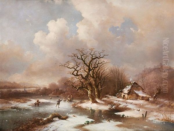 Paysage Hivernal Oil Painting by Charles van den Eycken I