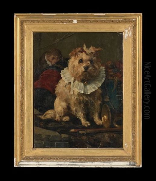 Circus Dog Oil Painting by Charles van den Eycken I